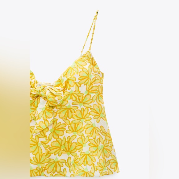 ZARA NWOT COTTON FRONT KNOT TOP XL - Picture 2 of 4